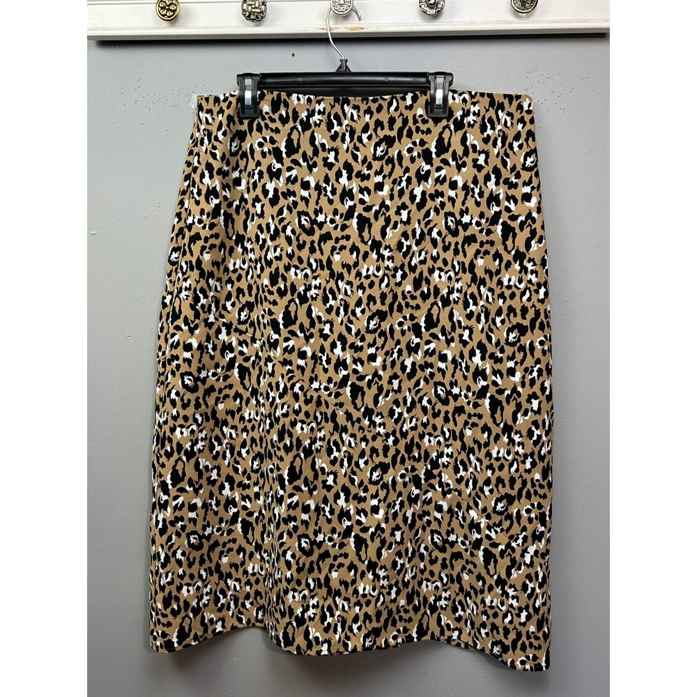 Next Leopard Print Midi Skirt Womens 18 Beige Black Animal Office Career